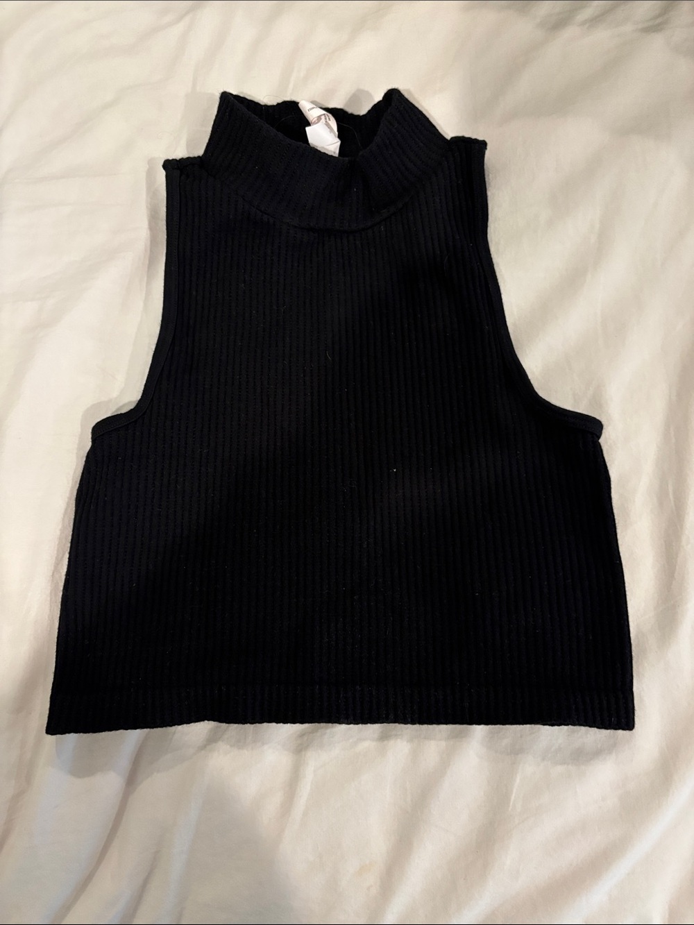 Aeropostale Sleeveless Ribbed Mock Neck Crop Top - Black